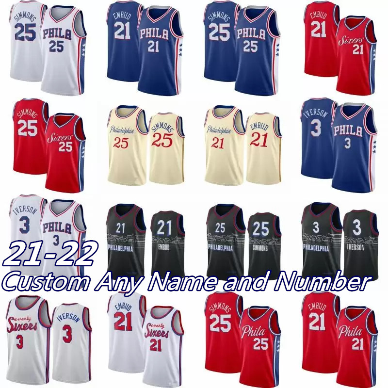 

76erss Men Joel 21 Embiid Jersey 2021 Tobias 12 Harris Matisse Thybulle Seth Curry Tyrese 0 Maxey Korkmaz City Charles Bassey Simmons Basket, Black;red