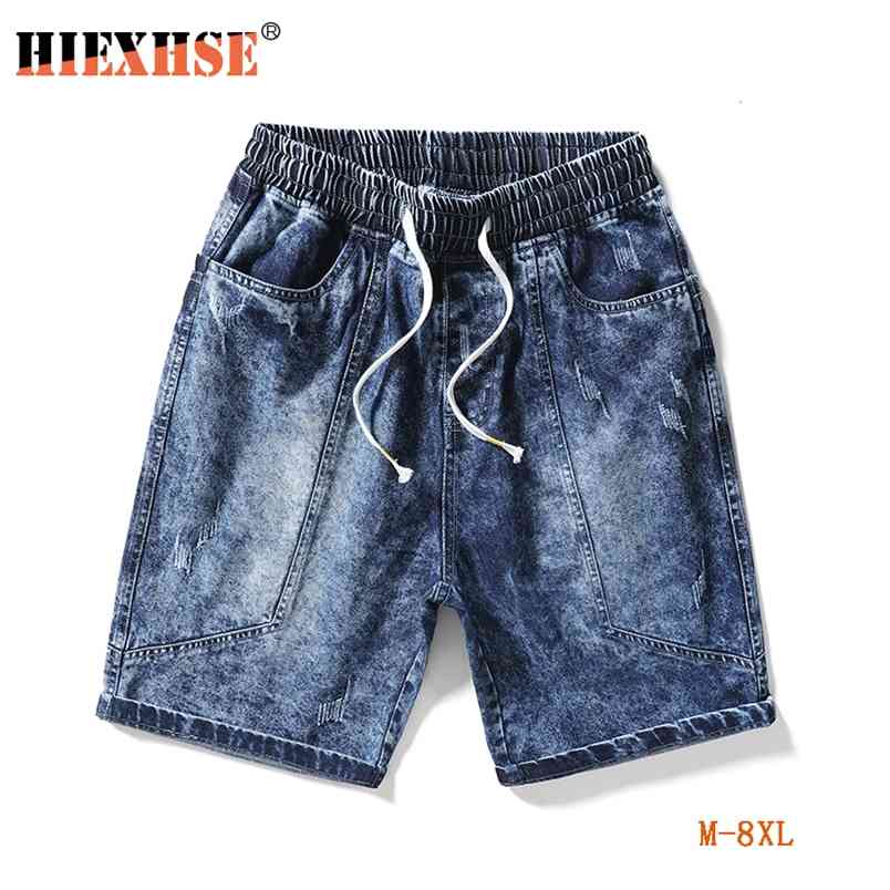 

Jeans Shorts Men Summer Casual Brand Streetwear Cotton Denim Pant Larege Size 8XL Pants Harajuku 210629, Black abrade