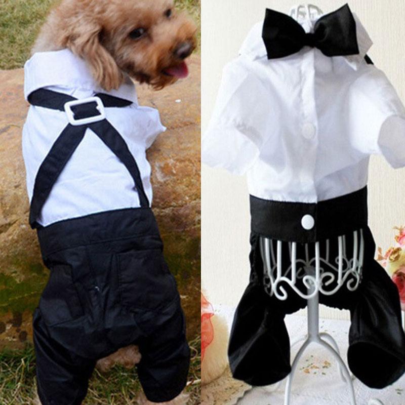 

Dog Apparel Gentleman Clothes Wedding Suit Shirt For Small Dogs Bowtie Tuxedo Pet Outfit Halloween Christmas Costume Puppy Cats, White