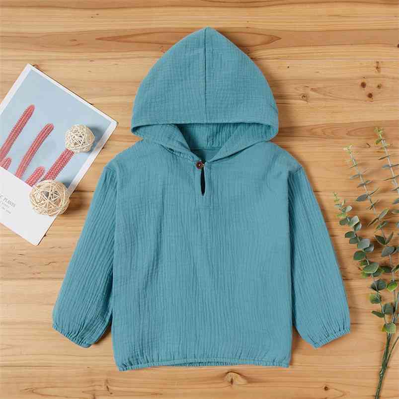 

Winter Children Casual Cotton Long Sleeve Hooded Blue Solid Hoodies Baby Girls 18M-6T 210629