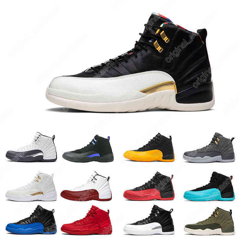 

Men Basketball shoes 12s 12 University Gold Flu game Taxi White sneakers International Flight Sport trainer E3DK, # 12