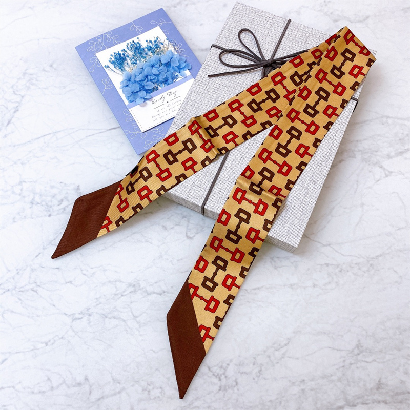 

fashion Luxury Brand scarf Premium silk printed summer checkered scarves, decorative headband, size 5*120cm