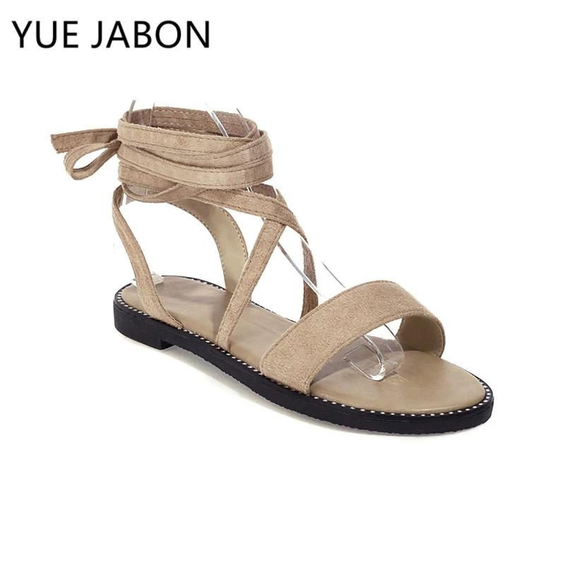 

Sandals YUE JABON 2021 Cross Tied Women Casual Shoes Solid Colors Summer Beach Simple Flat Shoe Ladies Big Size, Black