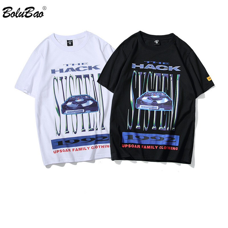 

BOLUBAO Fashion Brand Men T-Shirts Casual Men Short Sleeve Printing Men's T Shirt Personality Top Tee Shirt 210518, Black