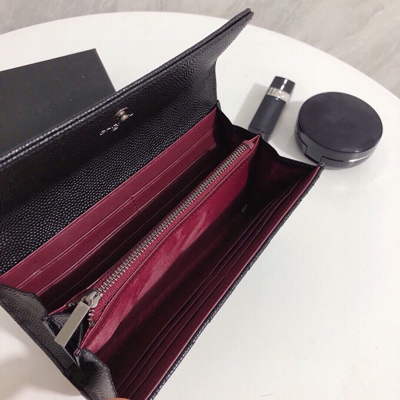 

Designer Wallet Luxury Lady Handbag Fashion Classic Black Caviar cowhide high quality backpack Coin Purse Card Package, Red;black