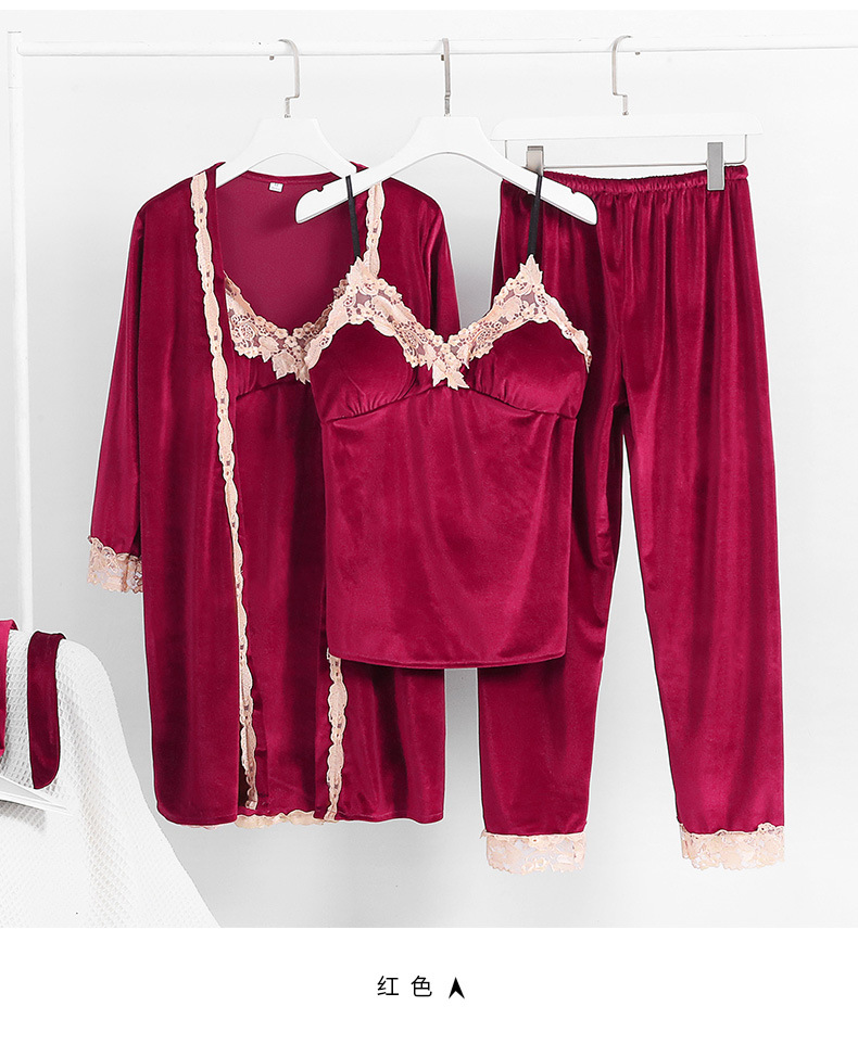 

female sleep set Spring autumn new warm pajamas for women pyjama veet night suit home clothing pijama mujer Q1509Free shipping by air, Navy