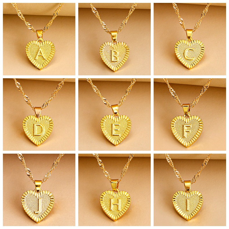 

Letter Love Heart pendant necklaces English Initial Necklace Gold Chains for women fashion jewlry gift will and sandy
