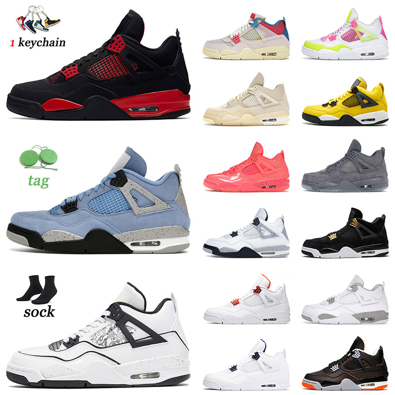 

Top Jumpman 4 Basketball Shoes Mens Womens 4s IV Red Thunder Univeristy Blue DIY Taupe Haze Black Cat White Cement Sneakers Trainers 36-47