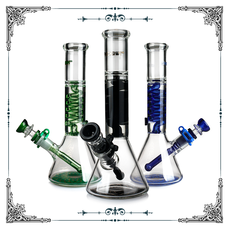

phoenix Glass Bongs Freezable Oil Dab Rig Condenser Coil Buil A Bong Glass Water Pipe 10 inches With Downstem