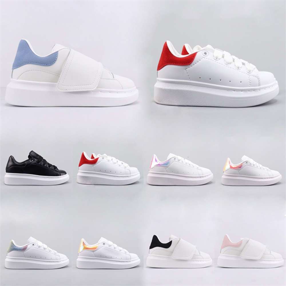 

Kids Fashion Shoes White Red Black Dream Blue Single Strap outsized Sneaker Rubber Sole AMCQS Soft Calfskin Leather Lace-up Trainers wisdonm, Color 8