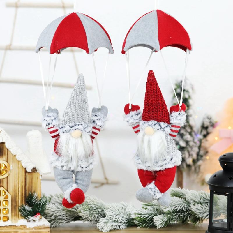 

Christmas Decorations Gnome Faceless Doll Tree Hanging Plush Santa Claus Parachute Pendant Year Kid Gift