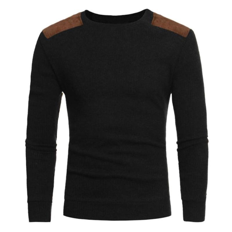 Hommes chandails hommes chemise 2021 printemps automne décontracté Patchwork col rond pull coupe ajustée polaire pour homme Style coréen