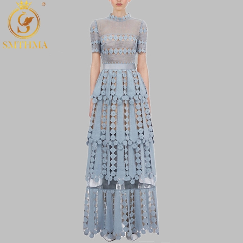 

Women' Self-Portrait Dress Floral Lace Hollow Out Embroidery Long Elegant Formal Party es Vestidos 210520, Photo color