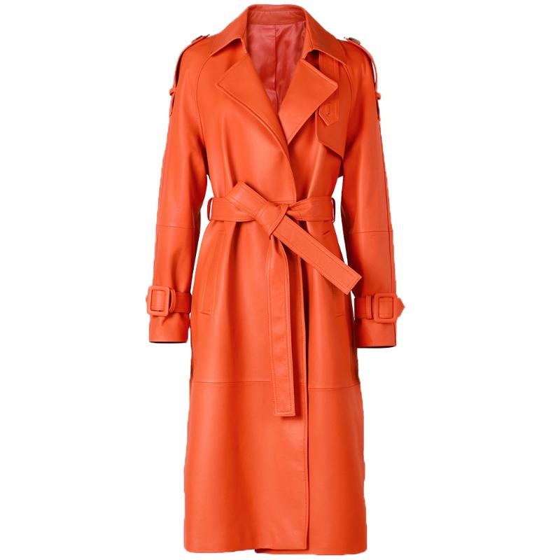 

Women' Leather & Faux YOLOAgain Ladies Long Coat Genuine Trench For Women, Beige