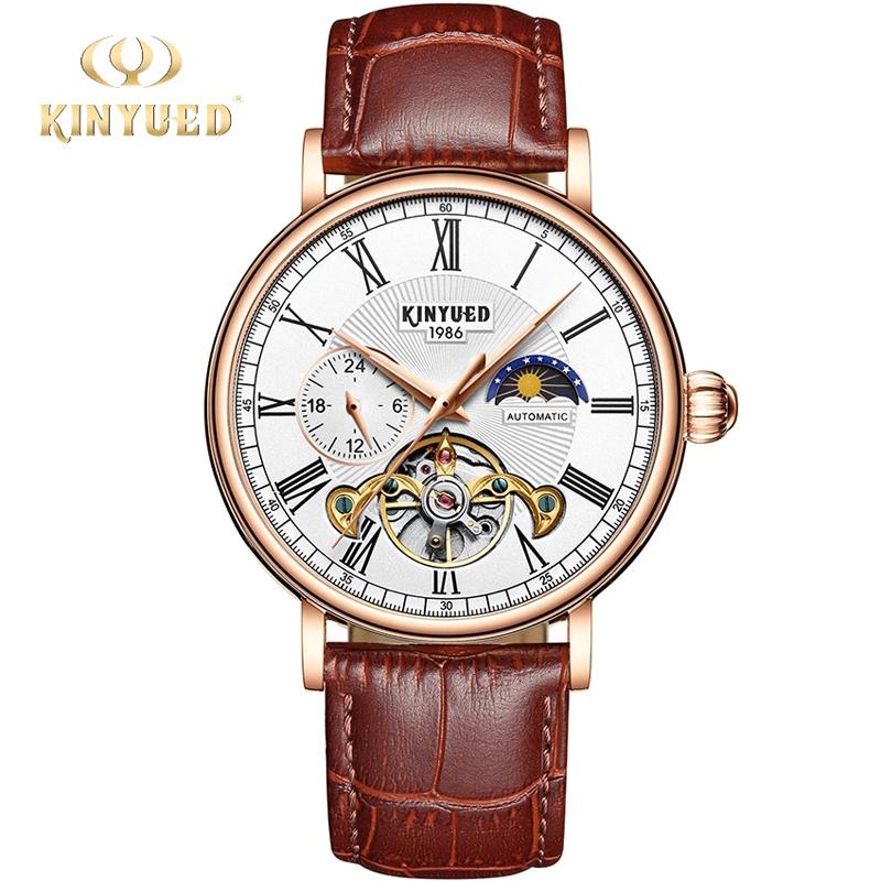 

Wristwatches KINYUED 2021 Tourbillon Men's Automatic Mechanical Watches Hollow Waterproof Business Watch Multifunctional J052, 02