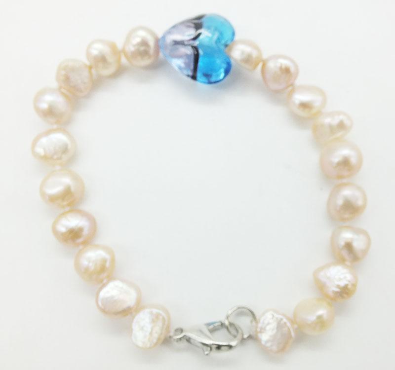 

Bangle 8mm Natural Pink Baroque Pearls And Italian Glazed Bracelets. Give Mom, Friend The Gift 7.5"