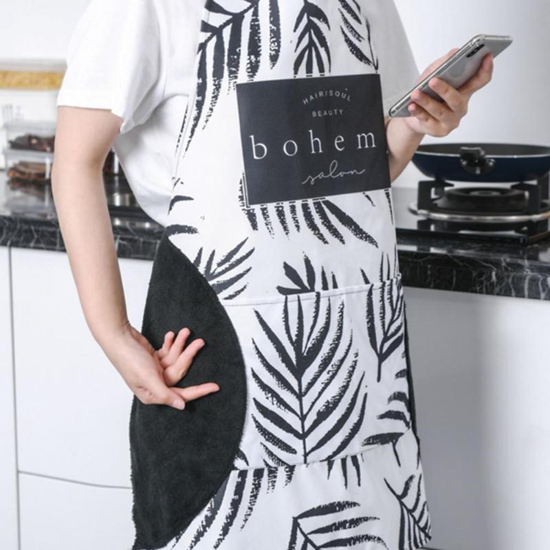 

Printed Hand-wiping Waterproof Greaseproof Housework Cooking Apron With Pocket Household Cleaning Tools Accessories Aprons