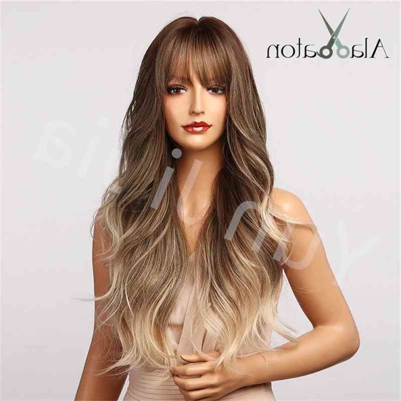 

Wig 2021 new fashion Brown Gold long curly wig women's full head wigs, Picture color