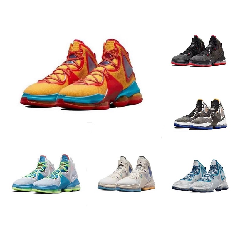 

New Men Lebron 19 shoes James XIX sports sneakers Lebrons 19S basketball BHM Space Jam black red Sprite white blue beige with original box size US7-US12, Color 2