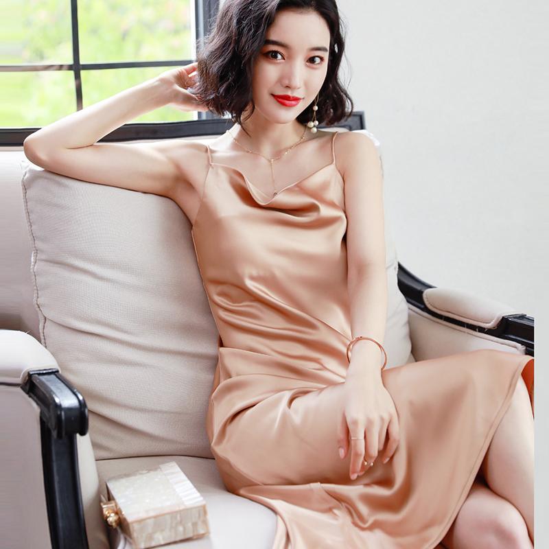 

Casual Dresses Fashion Women Solid Spaghetti Straps Backless Sleeveless Sexy Bottom Length Ladies Dress Ne'w Summer Party, Black;gray