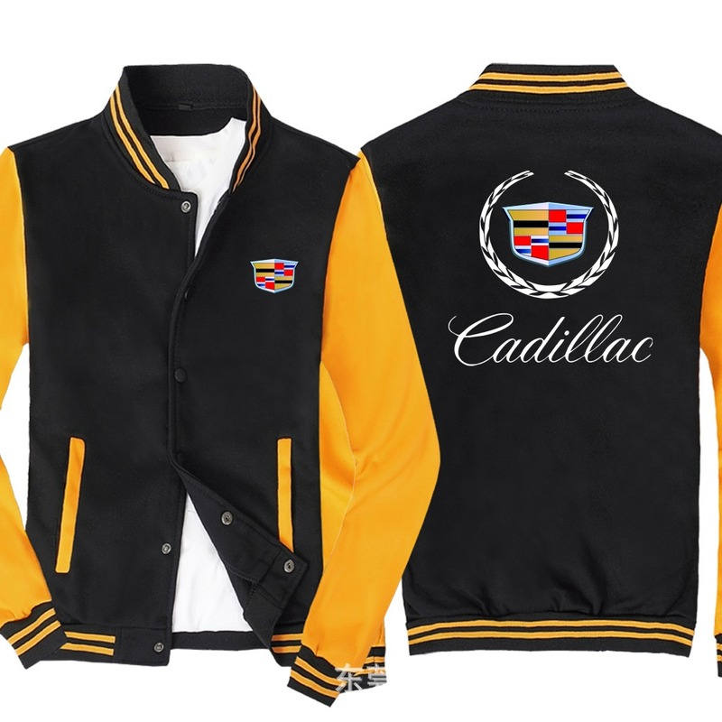 

NEW Fashion Men Baseball Jacket for Cadillac Sportswear Casual Sweatshirt Hip Hop Harajuku Unisex Uniform Cardigan Coat, Black