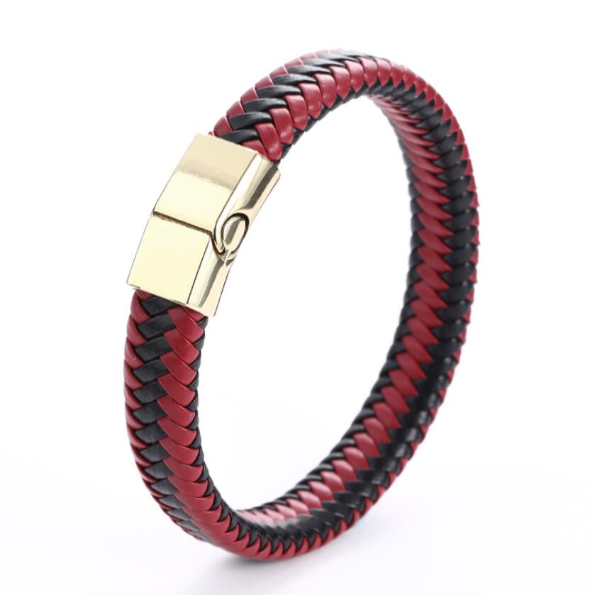 

Men's Leather Bracelet retro hand woven leather rope magnetic clasp Bracelet