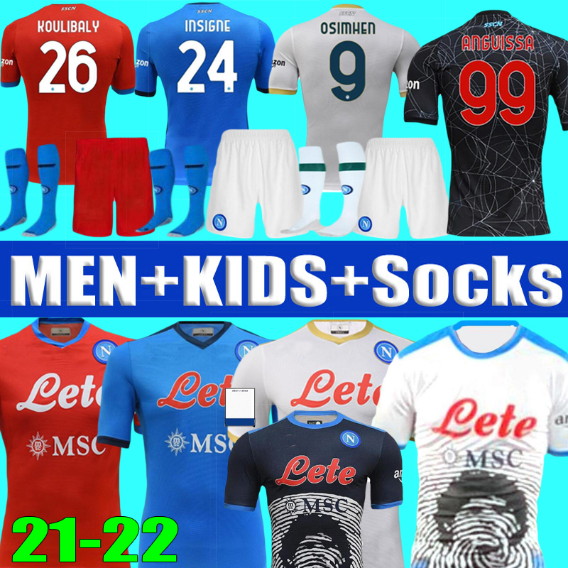 

Napoli Halloween Soccer Jersey 2021 2022 Maradona Special Limited Edition Maglietta Naples Football Shirt 21 22 ZIELINSKI INSIGNE OSIMHEN KOULIBALY MEN + KIDS KIT, Maradona special blue +patch