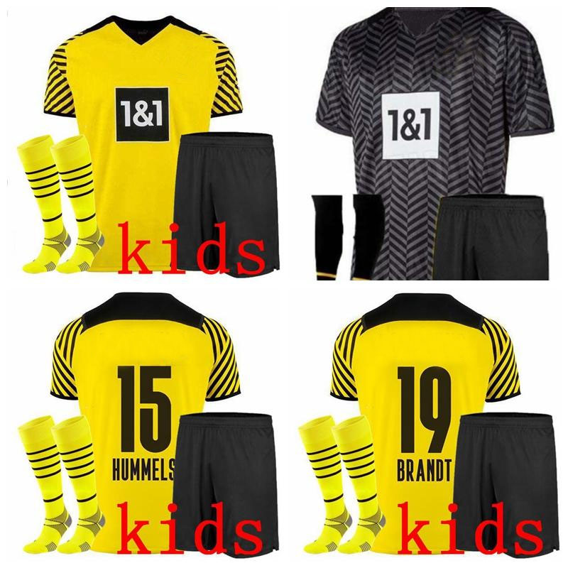 

dortmund home away 2021 2022 Kids Soccer Jerseys sets Tracksuits HAALAND REUS NEONGELB BELLINGHAM HAZARD MALEN 21  football boys shirt with shorts, Away kids sets