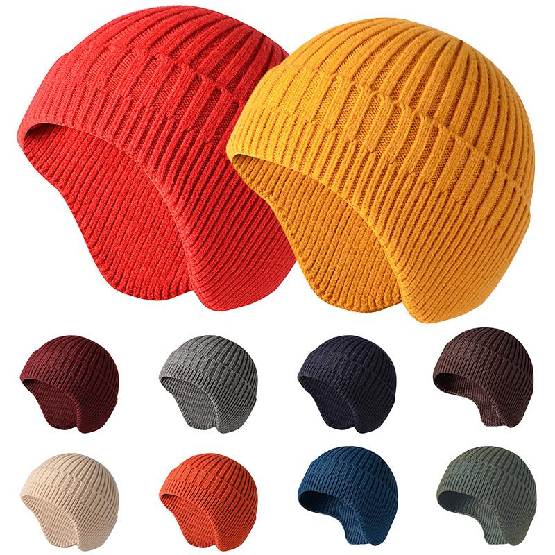 

Beanies Women Hat Female Unisex Ear Protection Solid Warm Soft HIP HOP Knitted Hats Men Winter Caps Skullies Gift