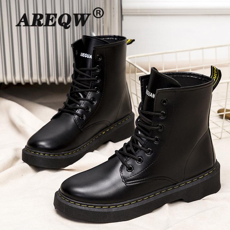 

Boots Women's 2021 Summer Leather Shoes High-top Single Cotton Fashion Trend Casual, Black