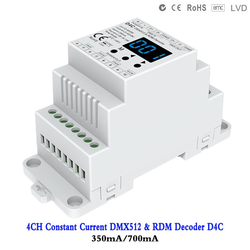 

Constant Current DMX512 & RDM Decoder D4C 350mA/700mA LED Controller DC12V-48V Digita Numeric Display For RGB/RGBW Light RGB Controllers