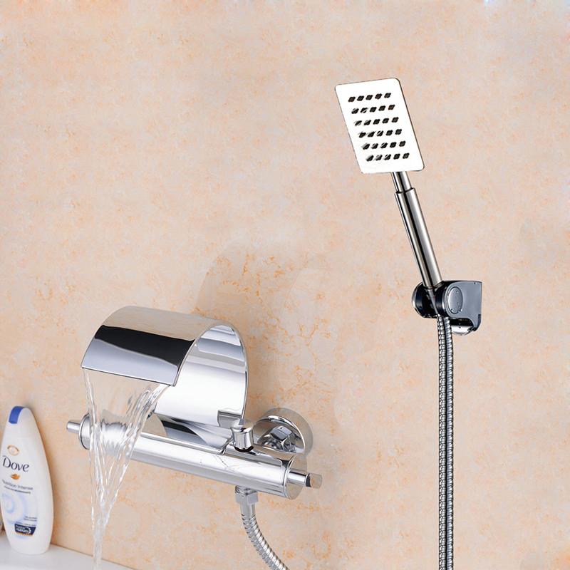 

Bathroom Sink Faucets Shower Waterfall Bathtub Faucet Chrome Finish Concealed Wall Mounted Mixer Tub Taps
