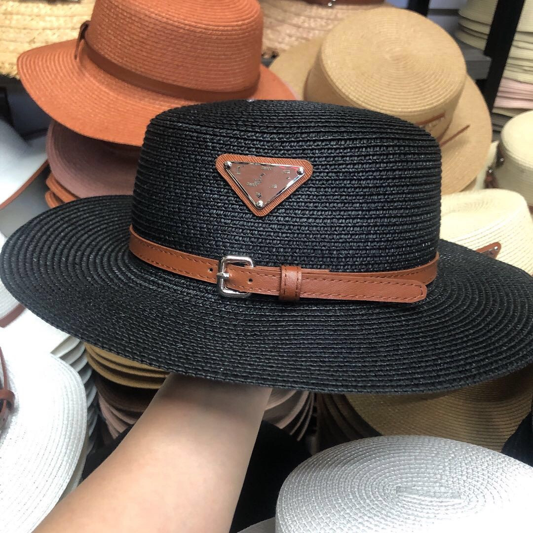

Wide Brim Straw Fedora Bucket Hat for Women Summer Beach Cap Designers