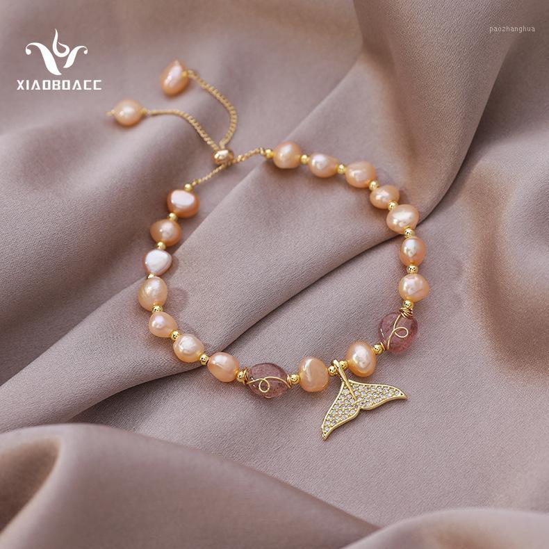 

Link, Chain XiaoboACC Korean Fashion Baroque Pearl Fishtail Pendant Bracelet, Black