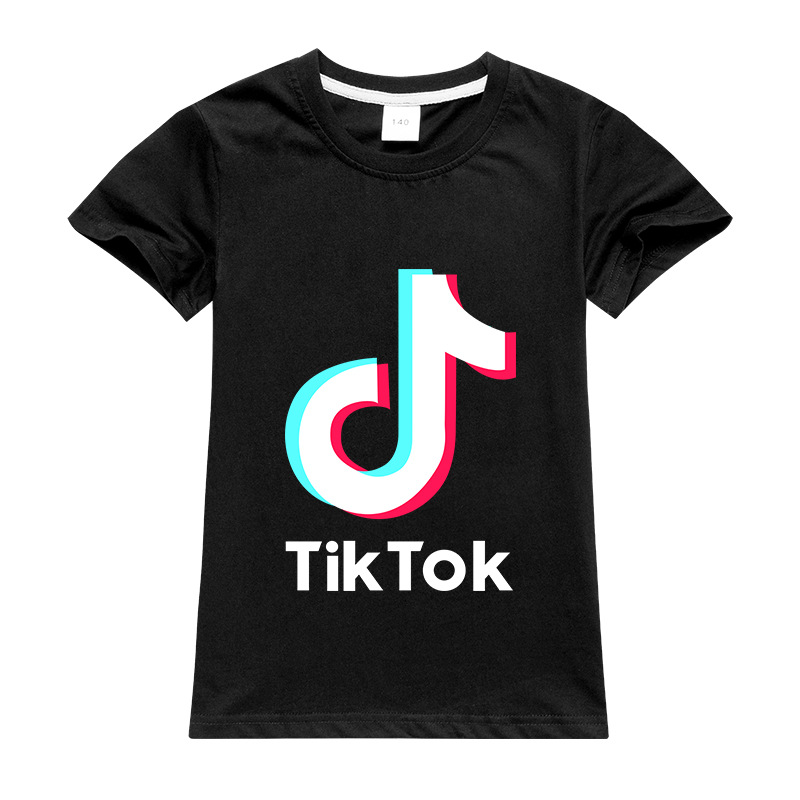 

Tik Tok Short Sleeve T-shirts for Teen Boys Girls Round Neck 100% Cotton Tops Tees Letter Print Tiktoker Clothing, Blue