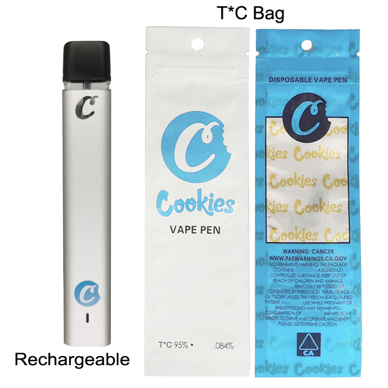 

Cookies Disposable Vape Pens Empty 1ml Pods Visual Tanks Rechargeable 240mAh Vapes Battery Ecigs Kits Thick Oil D8 Vaporizer Pen T*C D-8 Packaging Bags