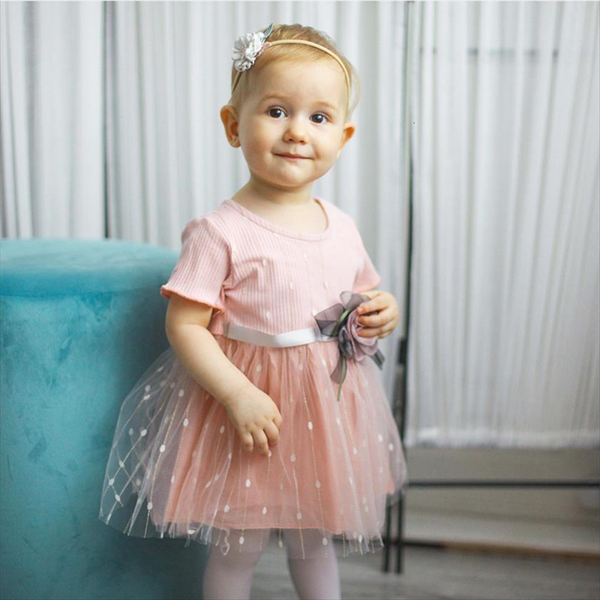 

summer baby kids girls mesh girl dress princess with flower belt short sleeve round neck cute vestio, Red;yellow