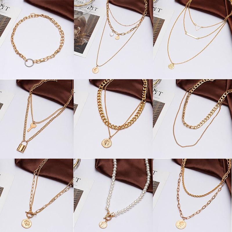 

Pendant Necklaces Bohemian Fashion Multilayer Geometry For Women Vintage Metal Choker Necklace 2021 Femme Jewelry Gift
