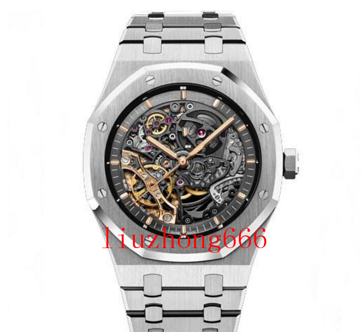 

mens watch automatic mechanical men watches diver Sport steel strap 15407 male sapphire glass hollow wristwatch 5TM waterproo, 50m waterproof