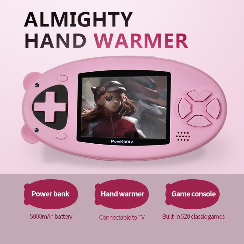 

Retro Mini Hand Warmer Power Bank Handheld Player Three In One V5 Built-in 520 Games Christmas Gifts Portable Players Game