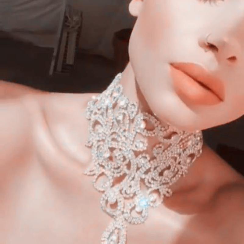

Chokers StoneFans Luxury Flower Rhinestone Choker Necklace For Women Crystal Collar Statement Wedding Jewelry Gift