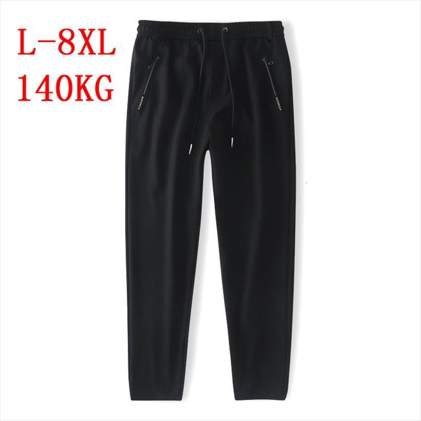 

sweat clothes spring autumn loose women pant trousers solid black drawstring joggers plus size 7xl 8xl for big and tall