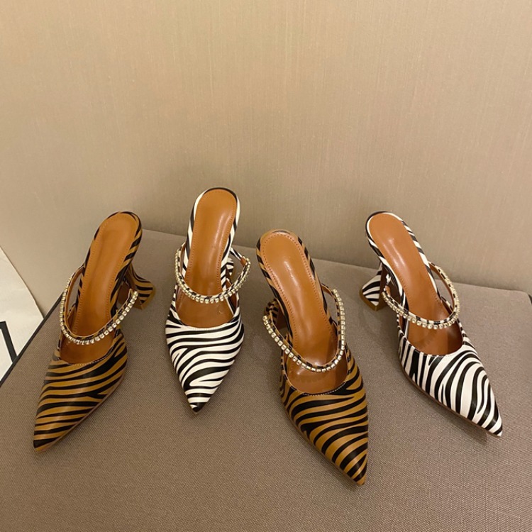 

Heels Slippers Designer Women 2022 New Summer Fashion Heels Women Sexy Leopard Pointed Toes Sandals Ladies Slip On Slippers Elegant Shoes, Extra