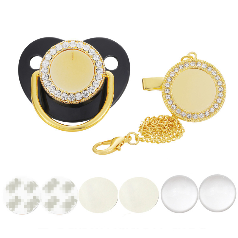 

Customize Sublimation Bling Pacifier with Clip Necklace Crystals Party Favor For Baby Keepsake Brithday Gift DWD7009
