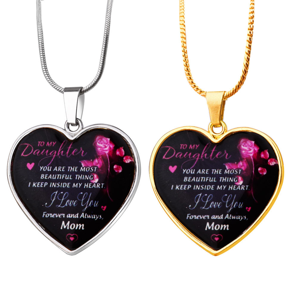 

Stainless Steel Necklace Daughter Alloy Pendant Jewelry Heart Necklace Keychain