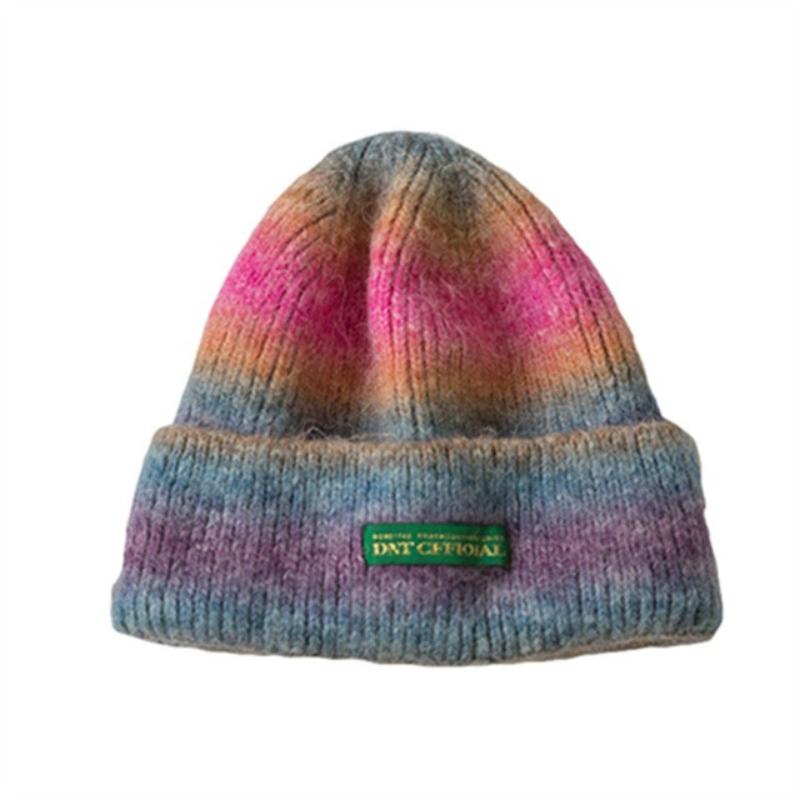 

Beanies Tie-dye Rainbow Gradient Knit Hat Women Autumn And Winter All-match Korean Version Of Warmth Fashion Sweater Men's Japanese