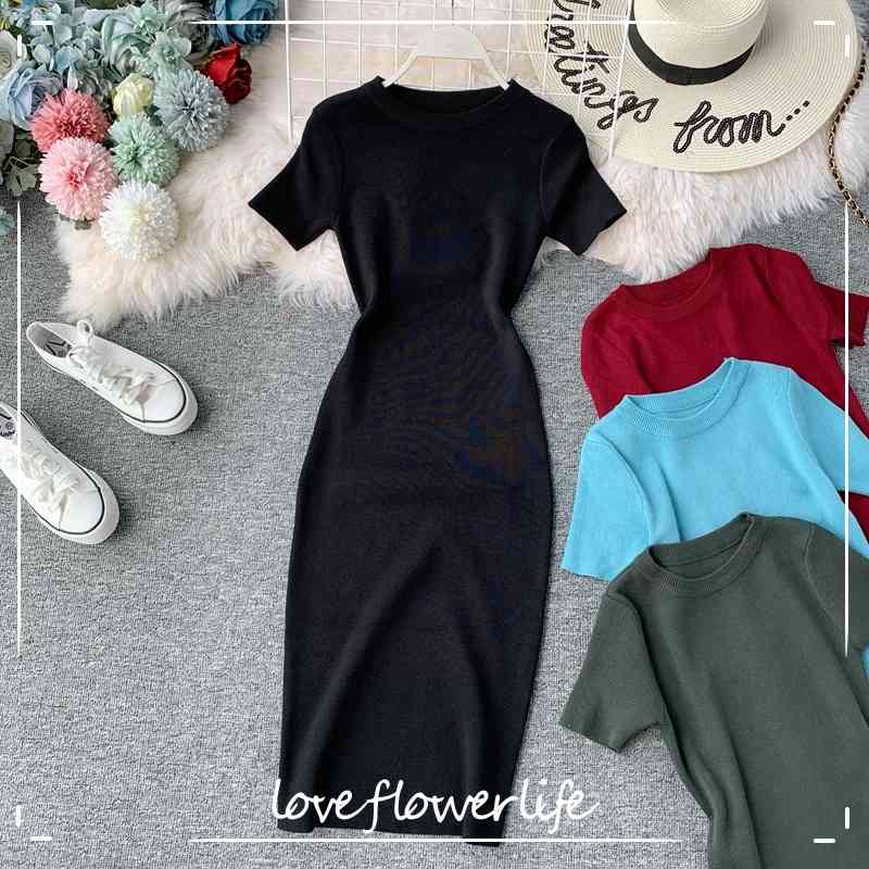 

Sexy Dress Women Solid Bodycon Short Sleeve Summer Mini Dresses O-neck Knitting Stretch Retro High Waist Vestido 210521, Beige