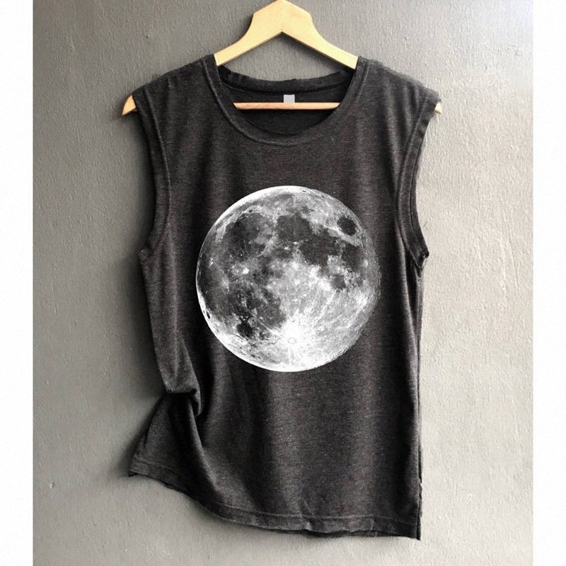

moon tank women fashion festivals graphic o-neck print moon cool classics comfort sleeveless summer 2019 346a#, White