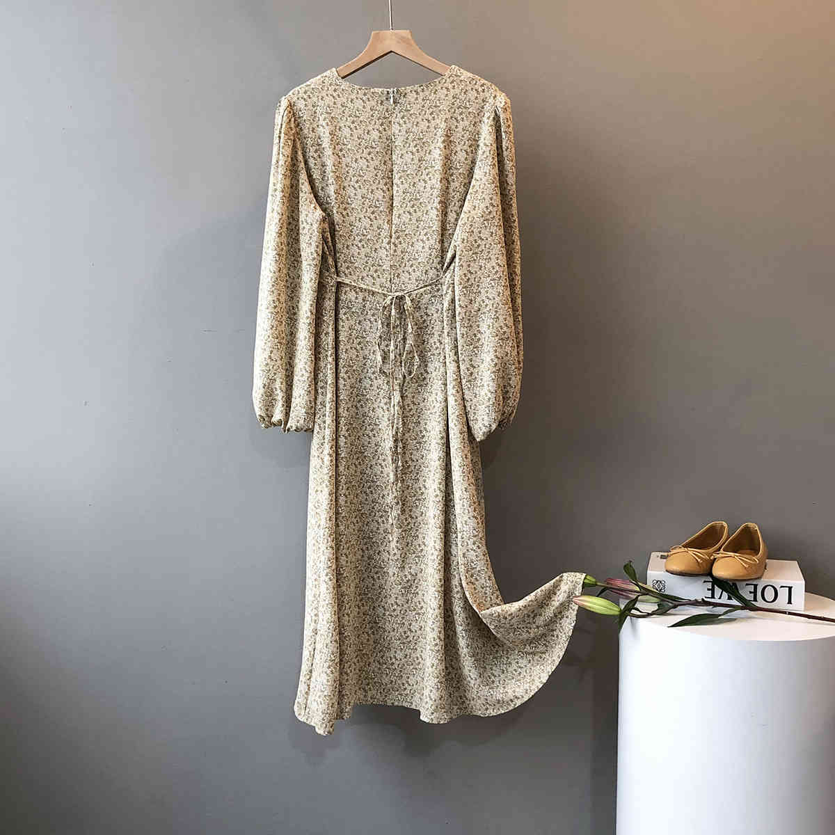 

Women's T-Shirt Vintage Floral High Waist 2021 Summer Mid-calf Vestidos Korean Round Neck A-line CZNB