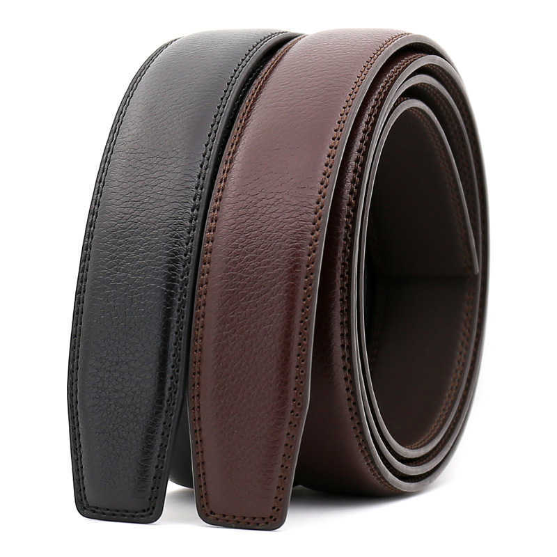 

3.0cm 3.1cm Width Leather Belt Men Without Buckle Mens Belts Luxury Genuine Leather Belt Stap Black Brown 110cm-130cm CE3300 H1025